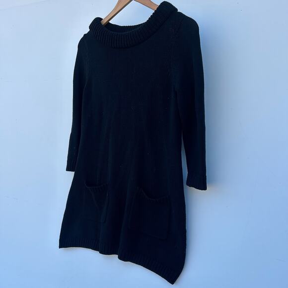 Anthropologie Field Flower Chunky Knit Thick Cotton Sweater Black Small Top - Picture 4 of 9